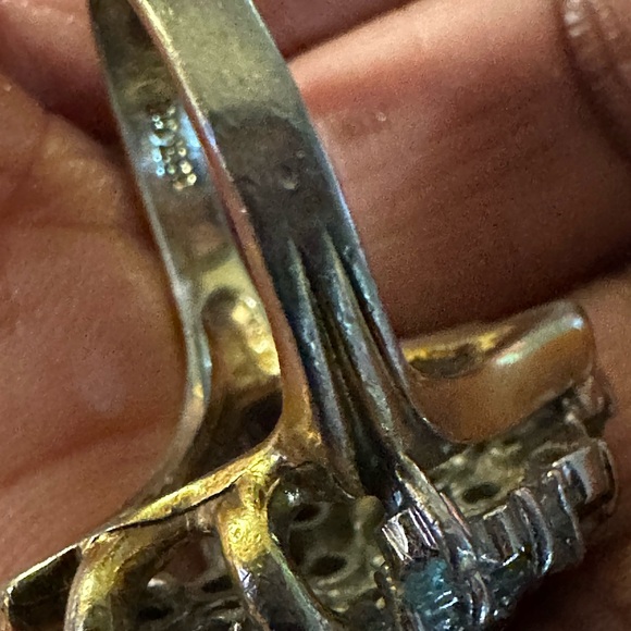 Vintage 18k yellow gold diamond cluster ring w/diamond set in white gold cluster - Picture 6 of 13